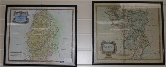 Robert Morden Maps of Nottinghamshire and Derbyshire 40 x 44cm